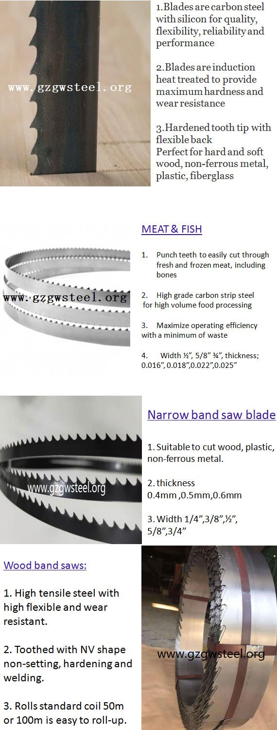 High carbon steel band saw blade