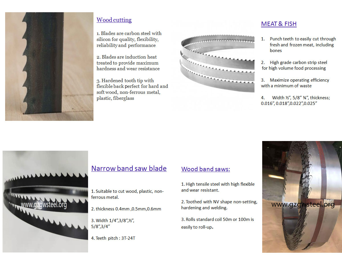 Carbon steel with silicon band saw blade for wood cutting